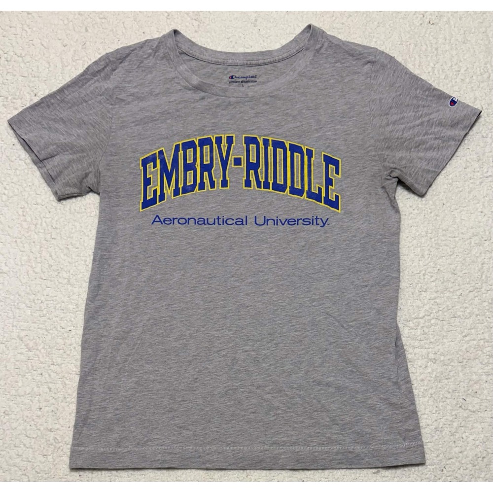 Champion Mens Embry-riddle Aeronautical University T-shirt Graphic Tee Gray L